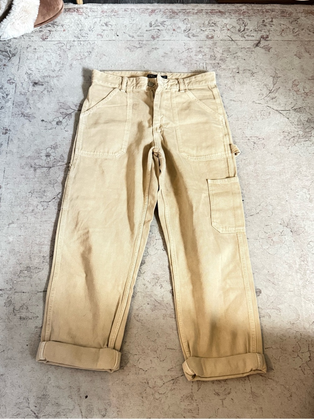 Zara Tan Cargo Work Trousers
